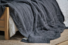 Load image into Gallery viewer, Linen Bed Quilt in Charcoal