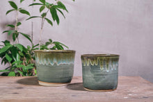 Load image into Gallery viewer, Handmade Ceramic Pot w/ Green Drip Glaze - Dia: 14cm, 17cm