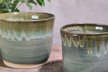 Load image into Gallery viewer, Handmade Ceramic Pot w/ Green Drip Glaze - Dia: 14cm, 17cm