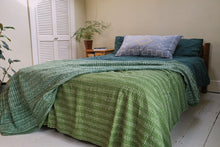 Load image into Gallery viewer, Printed Kantha Throw - Greens