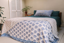 Load image into Gallery viewer, Printed Kantha Throw - Blue & White