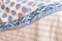 Load image into Gallery viewer, Printed Kantha Throw - Blue & White