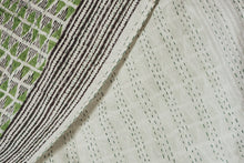 Load image into Gallery viewer, Hand Printed Kantha Throw - Green & White