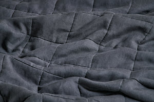 Linen Bed Quilt in Charcoal