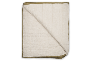 Linen Bed Quilt in Olive