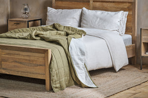 Linen Bed Quilt in Olive