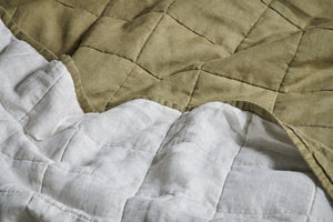 Linen Bed Quilt in Olive