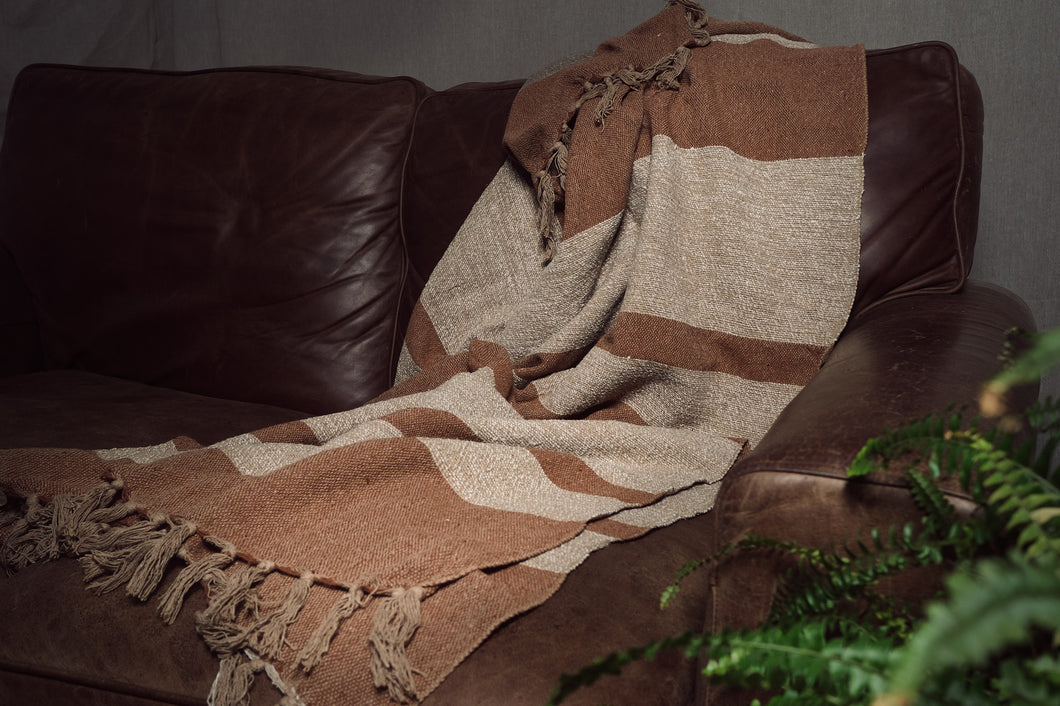 Autumnal Brown Striped Throw