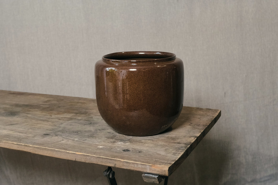 Rounded Pot in Brown - Dia: 16cm