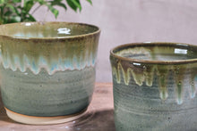 Load image into Gallery viewer, Handmade Ceramic Pot w/ Green Drip Glaze - Dia: 14cm, 17cm
