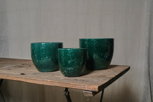 Emerald Green Glazed Pot - Dia: 11cm, 14cm, 16cm