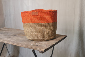 Orange & Natural Sisal Baskets - Dia: 17cm, 21cm, 29cm