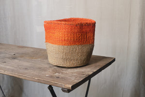 Orange & Natural Sisal Baskets - Dia: 17cm, 21cm, 29cm