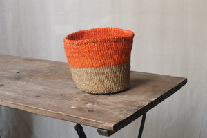 Orange & Natural Sisal Baskets - Dia: 17cm, 21cm, 29cm