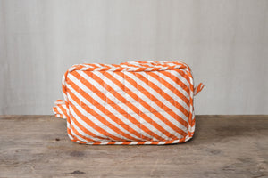 Orange Striped Washbag