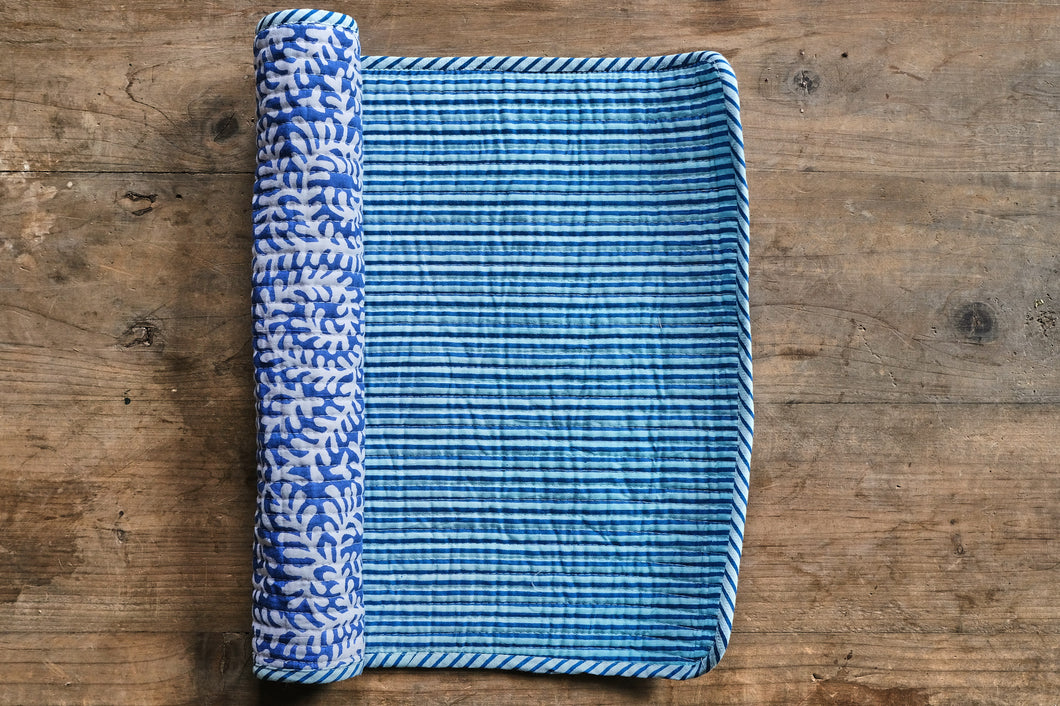 Quilted Cotton Reversible Placemat - Blue
