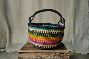 Multicoloured Hand Woven Shopping Basket