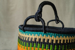 Multicoloured Hand Woven Shopping Basket