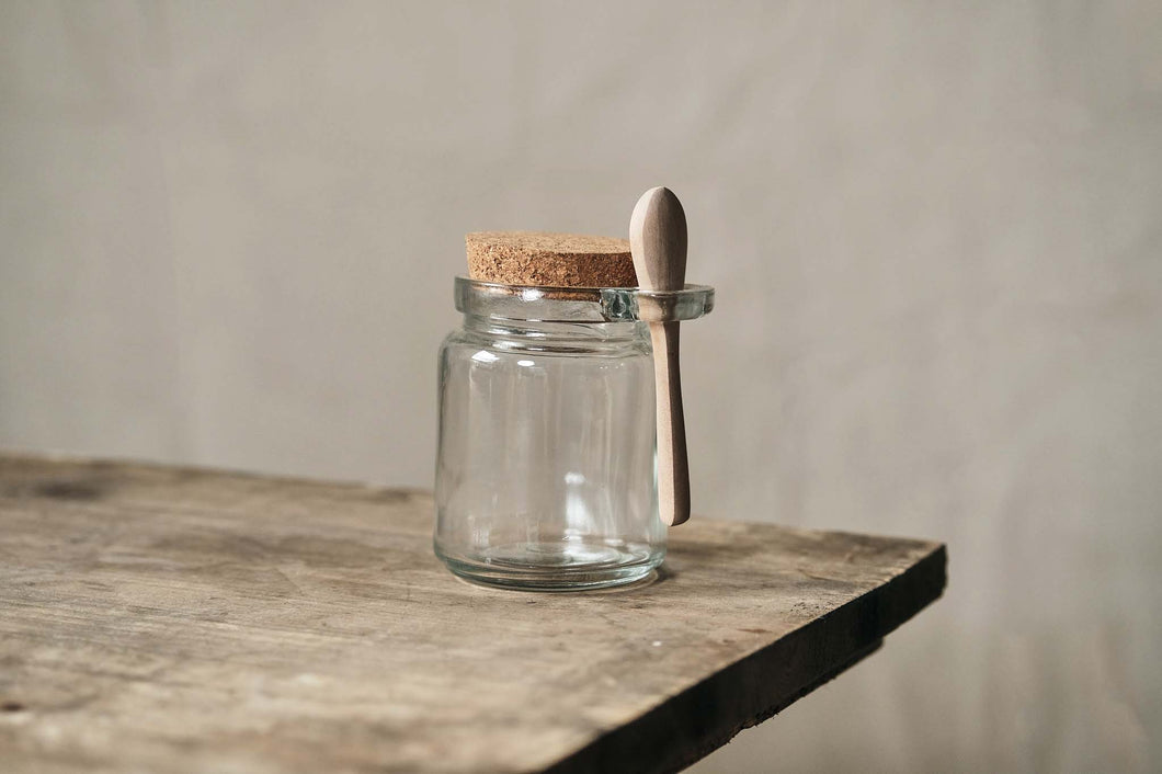 Cork & Glass Storage Jar w/ Spoon