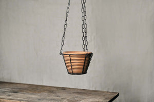 Terracotta & Wire Hanging Pot - Dia: 10cm, 16cm