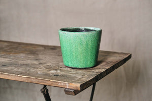 Vibrant Green Crackle Glazed Pot - Dia: 14cm