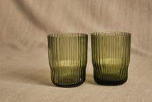 Load image into Gallery viewer, Bottle Green Ribbed Glass Tumbler
