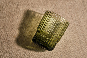 Bottle Green Ribbed Glass Tumbler
