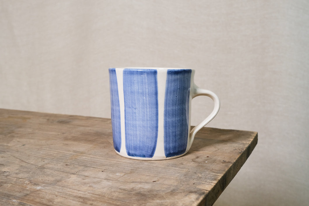 Blue Striped Ceramic Mug