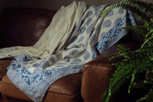 Load image into Gallery viewer, Printed Kantha Throw - Blue &amp; White
