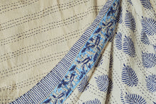 Load image into Gallery viewer, Printed Kantha Throw - Blue &amp; White
