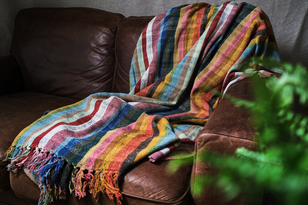 Bright Striped Recycled Cotton Throw