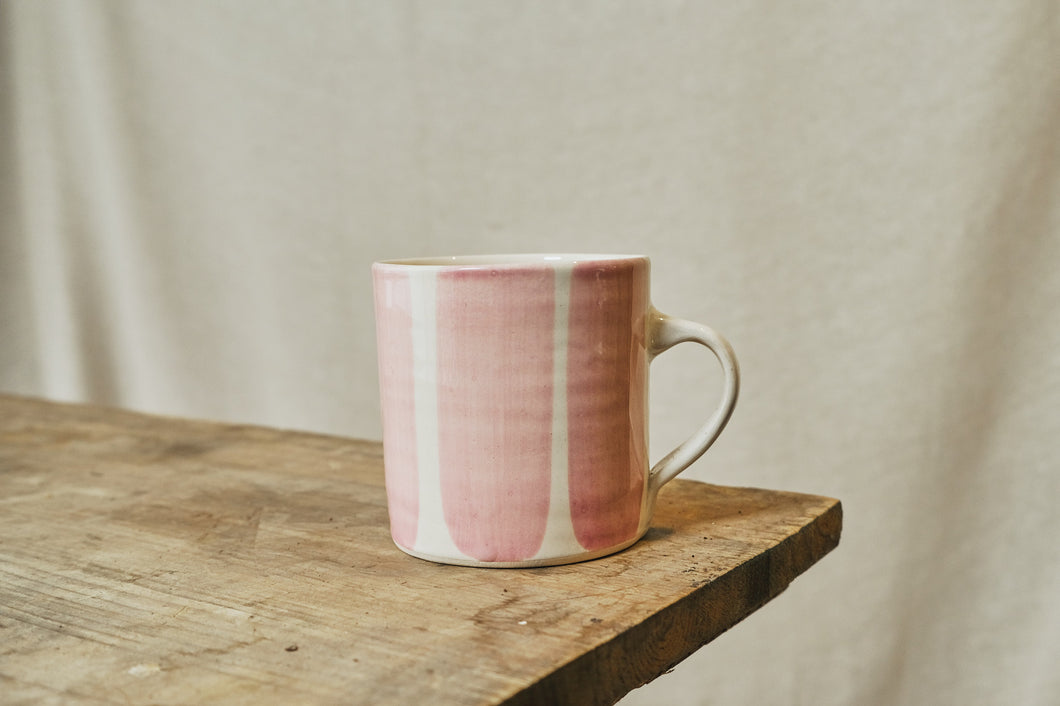 Pink Striped Ceramic Mug