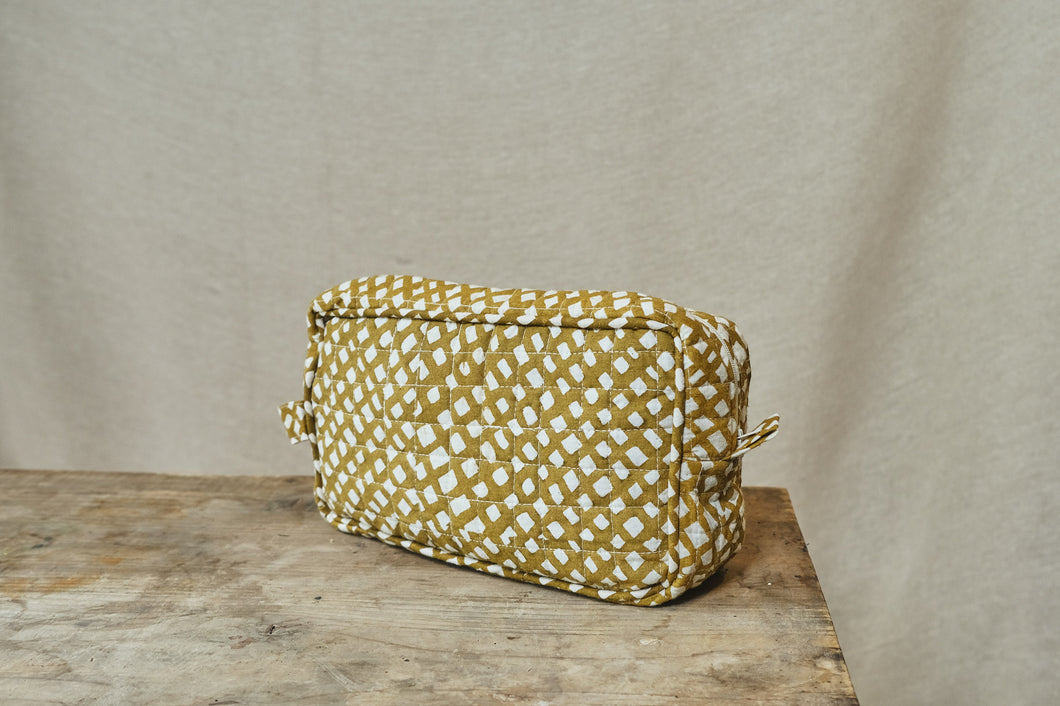 Mustard and Off-White Washbag