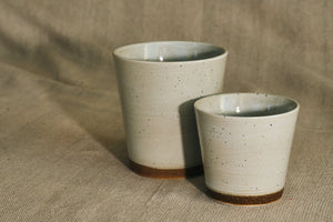 White & Natural Mug/Plant Pot - Dia: 8cm, 9.5cm
