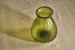 Green Glass Bottle Neck Vase - Short