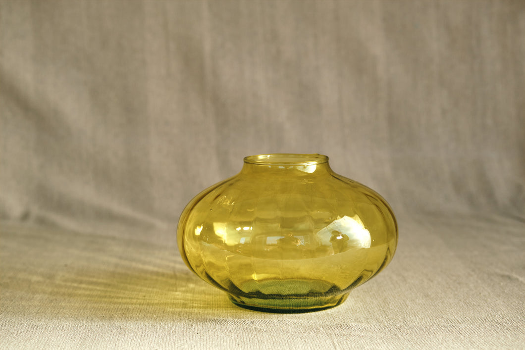 Low Yellow Glass Vase