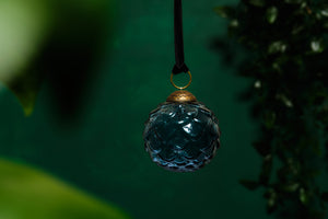 Blue Glass Scalloped Bauble