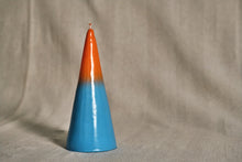 Load image into Gallery viewer, Orange &amp; Turquoise Cone Candle
