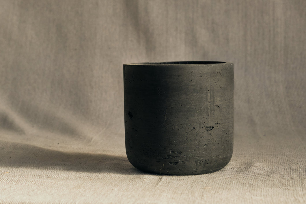 Dark Straight Sided Cement Pot - Dia: 12cm, 15cm