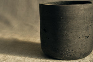 Dark Straight Sided Cement Pot - Dia: 12cm, 15cm