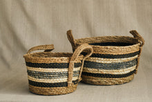 Load image into Gallery viewer, Blue Striped Straw &amp; Corn Basket - Dia: 20cm, 26cm, 31cm
