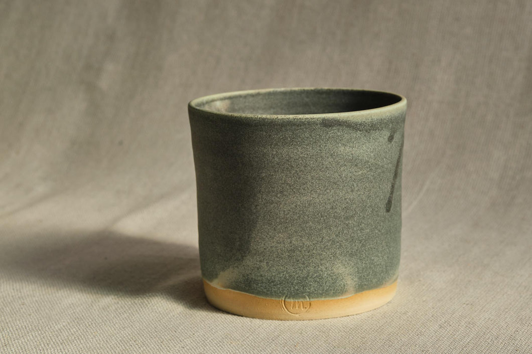 Handmade Ceramic Pot w/ Blue & Grey Matte Glaze - Dia: 14cm, 17cm