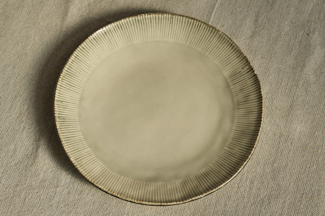 Ecru Striped Dinner Plate