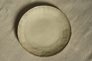 Ecru Striped Dinner Plate
