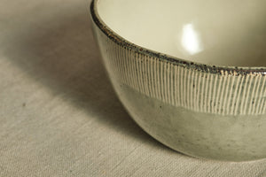 Ecru Striped Serving Bowl
