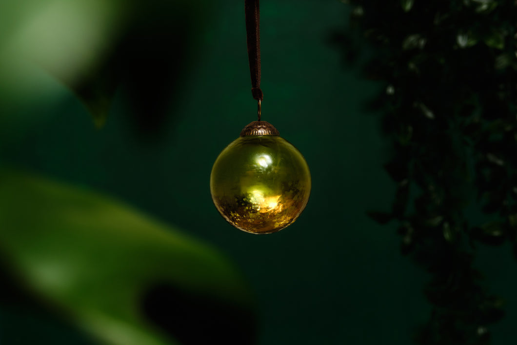 Green & Gold Glass Bauble