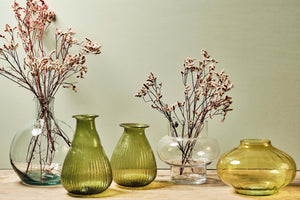 Green Glass Bottle Neck Vase - Tall